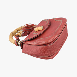 Pre-owned Gucci New Bamboo Red Leather 254884 shoulderbag | stylenewstar