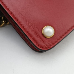 Pre-owned Gucci Broadway Pearl Bee Red Leather 453778 shoulderbag | stylenewstar