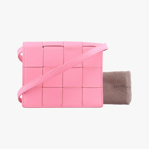Pre-owned Bottega Veneta Cassette Pink lambskin shoulderbag | stylenewstar