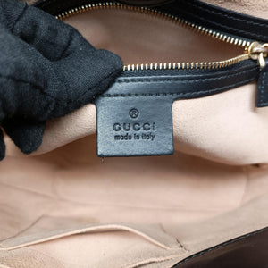 Pre-owned Gucci GG Supreme Bee Black× Beige PVC coated canvas×leather 473887 handbag | stylenewstar