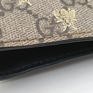 Pre-owned Gucci GG Supreme Bee Black× Beige PVC coated canvas×leather 473887 handbag | stylenewstar