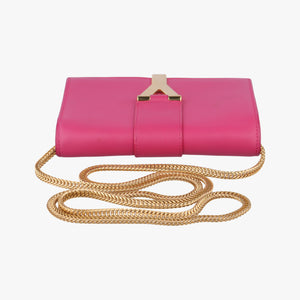 Pre-owned Yves Saint Laurent ChYc Mini Y Line Classic Cabasique WOC Rose Leather 311215 shoulderbag | stylenewstar