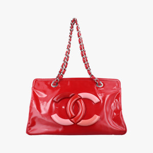 Pre-owned Chanel Paris-Venice Vinyl Lipstick Ligne Red Patent A47926 shoulderbag | stylenewstar