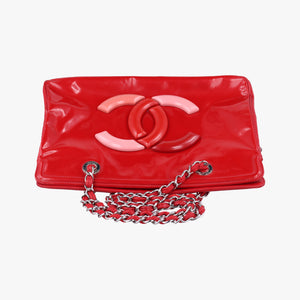 Pre-owned Chanel Paris-Venice Vinyl Lipstick Ligne Red Patent A47926 shoulderbag | stylenewstar