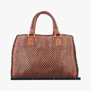 Secondhand Prada Madras Brown leather shoulderbag | stylenewstar
