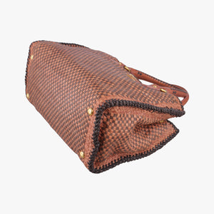 Secondhand Prada Madras Brown leather shoulderbag | stylenewstar