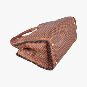 Secondhand Prada Madras Brown leather shoulderbag | stylenewstar