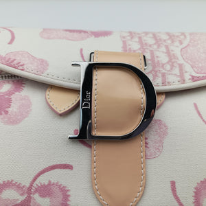 Pre-owned Christian Dior Logogram Ivory x Pink x Multicolor canvas shoulderbag | stylenewstar