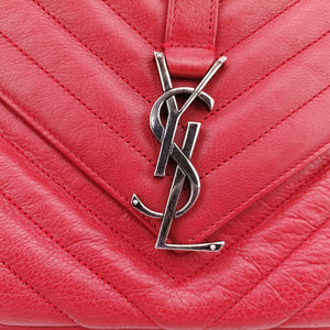 Pre-owned Yves Saint Laurent COLLEGE Red Leather 428056 shoulderbag | stylenewstar
