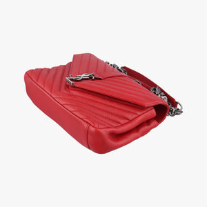 Pre-owned Yves Saint Laurent COLLEGE Red Leather 428056 shoulderbag | stylenewstar