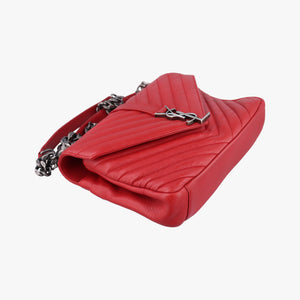 Pre-owned Yves Saint Laurent COLLEGE Red Leather 428056 shoulderbag | stylenewstar