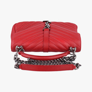 Pre-owned Yves Saint Laurent COLLEGE Red Leather 428056 shoulderbag | stylenewstar