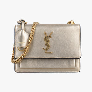 Pre-owned Yves Saint Laurent SUNSET Golden Leather 441972 shoulderbag | stylenewstar