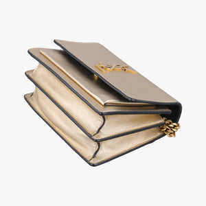 Pre-owned Yves Saint Laurent SUNSET Golden Leather 441972 shoulderbag | stylenewstar