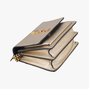 Pre-owned Yves Saint Laurent SUNSET Golden Leather 441972 shoulderbag | stylenewstar