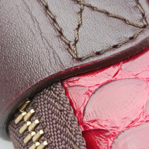 Secondhand Celine Luggage Micro shopper Black x Red x Multicolor snakeskin × leather handbag | stylenewstar