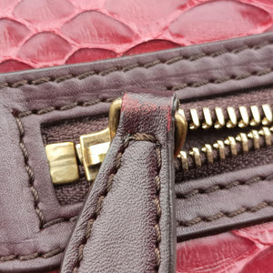 Secondhand Celine Luggage Micro shopper Black x Red x Multicolor snakeskin × leather handbag | stylenewstar