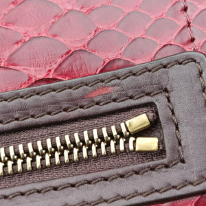 Secondhand Celine Luggage Micro shopper Black x Red x Multicolor snakeskin × leather handbag | stylenewstar