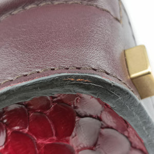 Secondhand Celine Luggage Micro shopper Black x Red x Multicolor snakeskin × leather handbag | stylenewstar