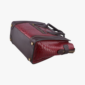 Secondhand Celine Luggage Micro shopper Black x Red x Multicolor snakeskin × leather handbag | stylenewstar