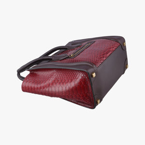 Secondhand Celine Luggage Micro shopper Black x Red x Multicolor snakeskin × leather handbag | stylenewstar