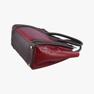Secondhand Celine Luggage Micro shopper Black x Red x Multicolor snakeskin × leather handbag | stylenewstar