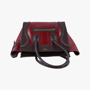 Secondhand Celine Luggage Micro shopper Black x Red x Multicolor snakeskin × leather handbag | stylenewstar