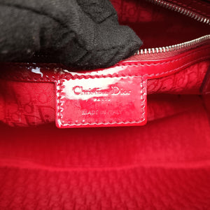 Pre-owned Christian Dior Lady Dior Red patent shoulderbag | stylenewstar