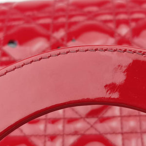 Pre-owned Christian Dior Lady Dior Red patent shoulderbag | stylenewstar