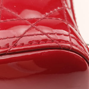 Pre-owned Christian Dior Lady Dior Red patent shoulderbag | stylenewstar