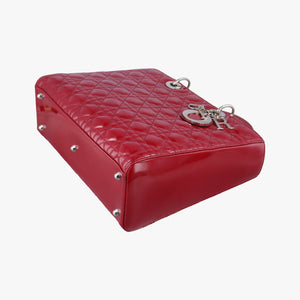 Pre-owned Christian Dior Lady Dior Red patent shoulderbag | stylenewstar