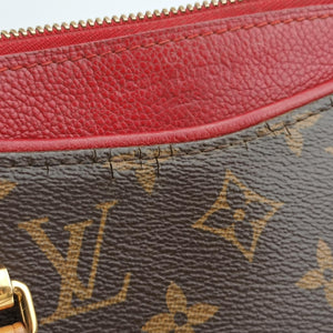 Pre-owned Louis Vuitton PALLAS brown×CERISE Monogram Canvas×calf leather M41175 shoulderbag | stylenewstar