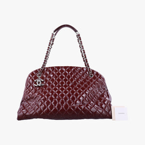 Pre-owned Chanel Mademoiselle Bowling Burgundy Patent A50561 handbag | stylenewstar