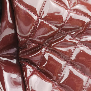 Pre-owned Chanel Mademoiselle Bowling Burgundy Patent A50561 handbag | stylenewstar