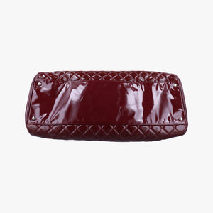 Pre-owned Chanel Mademoiselle Bowling Burgundy Patent A50561 handbag | stylenewstar