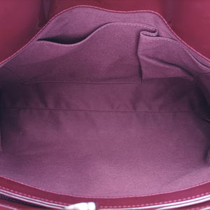 Pre-owned Chanel Mademoiselle Bowling Burgundy Patent A50561 handbag | stylenewstar