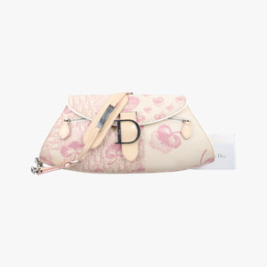 Pre-owned Christian Dior Cherry Blossom Flower Baguette White×Multicolour canvas handbag | stylenewstar