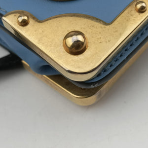 Pre-owned Prada City Calf Astrology Cahier ブルー×ブラック Saffiano leather×Leather shoulderbag | stylenewstar