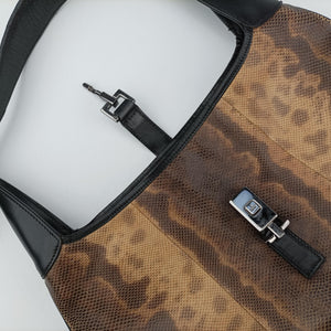 Pre-owned Gucci Jackie Brown×black×Multicolour Leather 001.33 handbag | stylenewstar