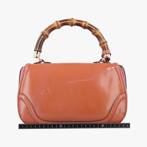 Pre-owned Gucci New Bamboo Orange Patent 254884 handbag | stylenewstar