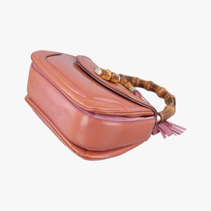 Pre-owned Gucci New Bamboo Orange Patent 254884 handbag | stylenewstar