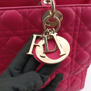 Pre-owned Christian Dior Lady Dior Rose lambskin shoulderbag | stylenewstar