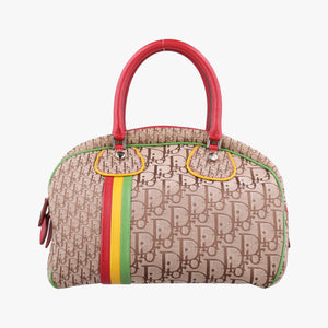 Secondhand Christian Dior Rasta Bowler beige×Multicolour Canvas × Leather handbag | stylenewstar
