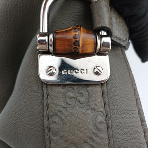 Pre-owned Gucci Medium Bamboo Green Leather 232959 handbag | stylenewstar