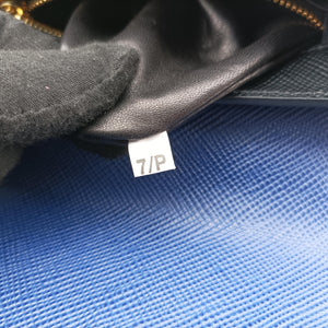 Pre-owned Prada Bicolor Saffiano Cuir Flap Blue x Black Leather×SAFFIANO Leather shoulderbag | stylenewstar