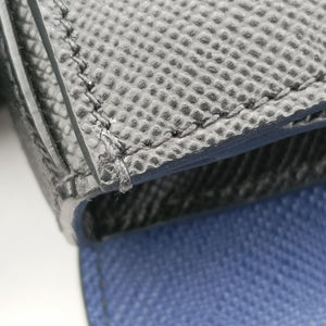 Pre-owned Prada Bicolor Saffiano Cuir Flap Blue x Black Leather×SAFFIANO Leather shoulderbag | stylenewstar