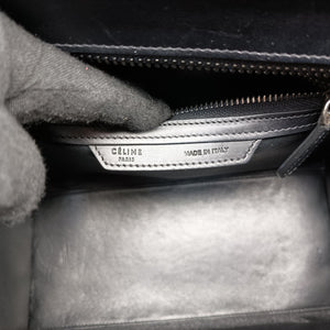 Secondhand Celine Luggage Nano Shopper Blue x Green x Black leather×ponyhair handbag | stylenewstar