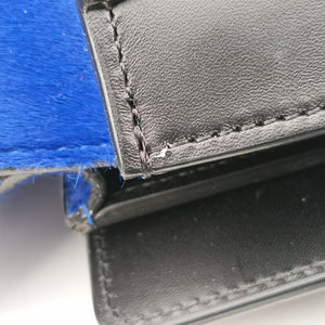 Secondhand Celine Luggage Nano Shopper Blue x Green x Black leather×ponyhair handbag | stylenewstar