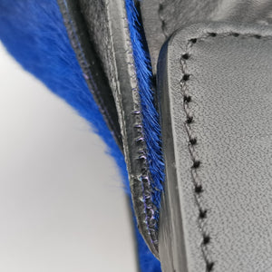 Secondhand Celine Luggage Nano Shopper Blue x Green x Black leather×ponyhair handbag | stylenewstar