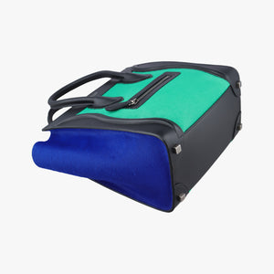 Secondhand Celine Luggage Nano Shopper Blue x Green x Black leather×ponyhair handbag | stylenewstar